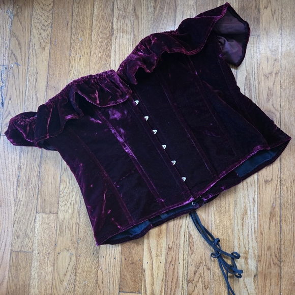 Top Drawer By Daisy Corsets Velvet Steel Boned Corset - Picture 3 of 6